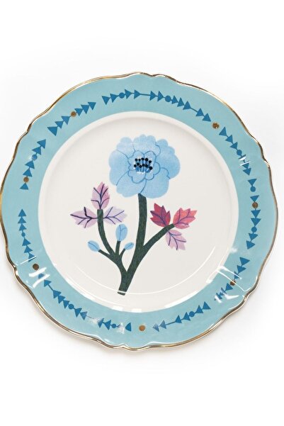 Bitossi Home Botanica Flower Porselen Yuvarlak Tabak 32,5 Cm Mavi
