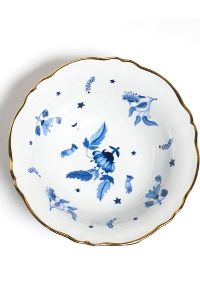 Bitossi Home Fabula Floral Porselen Salata Kasesi 26 Cm Mavi