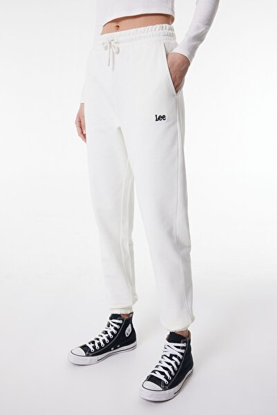 Lee Regular Fit Rahat Kesim %100 Pamuk Kırık Beyaz Kadın Sweatpant Eşofman Altı