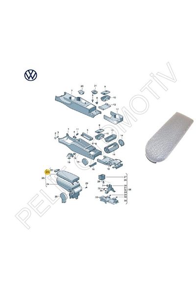 PELİTOTOMOTİV Bora Gray Center Console Armrest Cover - 3B0867173