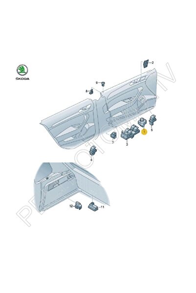 OEM Superb Ayna Ayar Düğmesi Katlanır 3v0959565c (2015-2022)