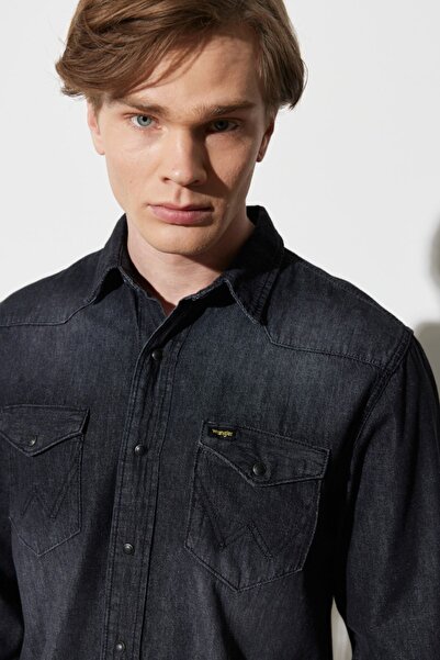 WRANGLER Regular Fit Regular Cut 100% Cotton Anthracite Jean Jeans Shirt