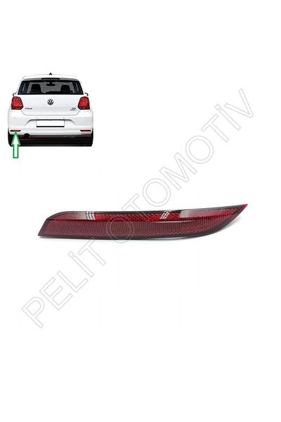 PELİTOTOMOTİV Polo Rear Bumper Reflector - Left Outer 6C0945105B (2015-2018)