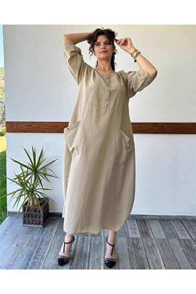 ByEnBi Bag Pocket Sleeve Mink Plus Size Dress Std