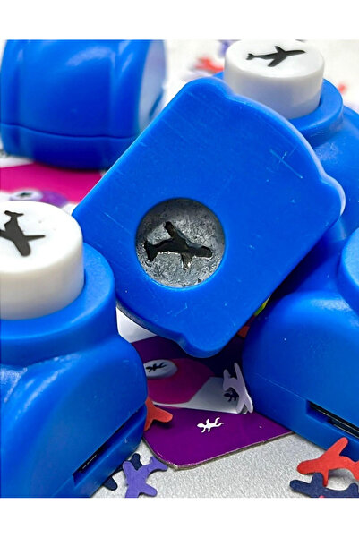 Kağıt Gemi Dükkan Uçak Desenli Mavi Mini Delgeç