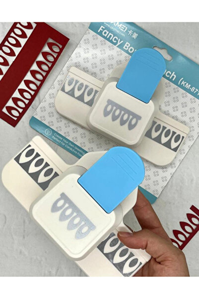 Kağıt Gemi Dükkan Şık Kamei Mavi 4'lü Oval Desenli Büyük Süsleme Delgeci