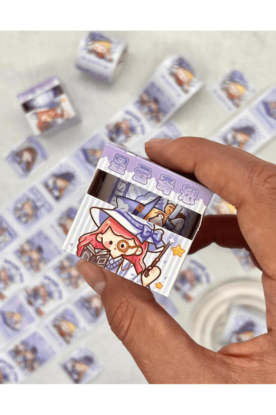 Kağıt Gemi Dükkan Mavi Şapkalı Kız 2m 48 Adet Sticker Washi Bant/masking Tape...