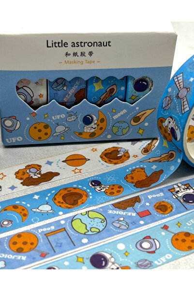 Kağıt Gemi Dükkan Set de 4 benzi Washi Little Astronaut Blue (4*2m)/Washi Tape/Bandă de mascare/Bandă cu model