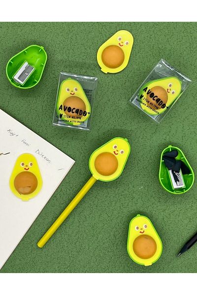 Kağıt Gemi Dükkan Cute Avocado Yellow Eraser Pencil Sharpener / Pencil Sharpener