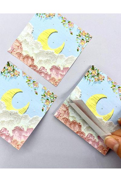Kağıt Gemi Dükkan Nature Themed Crescent Post-it - Oil Painting
