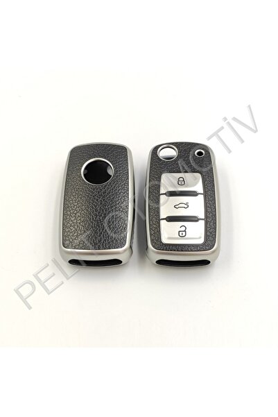 PELİTOTOMOTİV Θήκη κλειδιού Skoda με 3 κλειδιά Superlux Silver