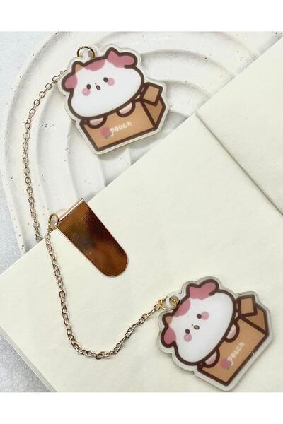 Kağıt Gemi Dükkan Semn de carte cu lanț cu vacă drăguță