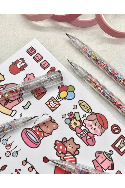 Kağıt Gemi Dükkan Kalem Görünümlü Renkli Pullu Çelik Uçlu Maket Bıçağı / Sanat Bıçağı / Bullet Journal/Falçata