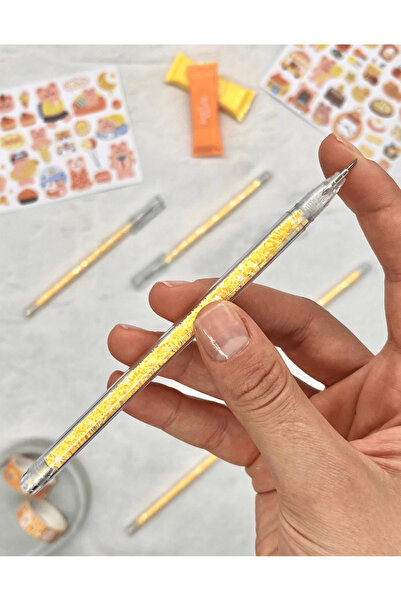 Kağıt Gemi Dükkan Kalem Görünümlü Sarı Pullu Çelik Uçlu Maket Bıçağı / Sanat Bıçağı / Bullet Journal/Falçata