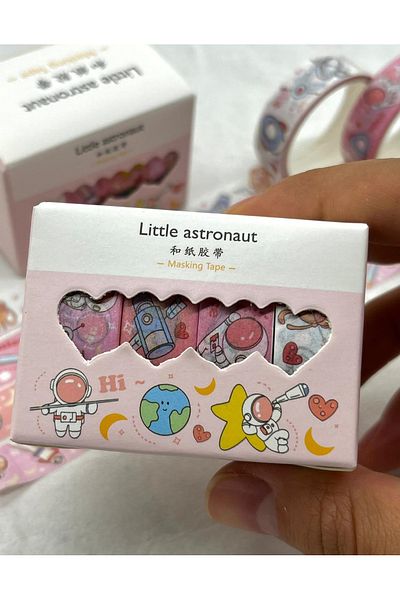 Kağıt Gemi Dükkan Little Astronaut Pink 4-Piece Washi Tape Set / Washi Tape / Bullet Journal / Scrapbook