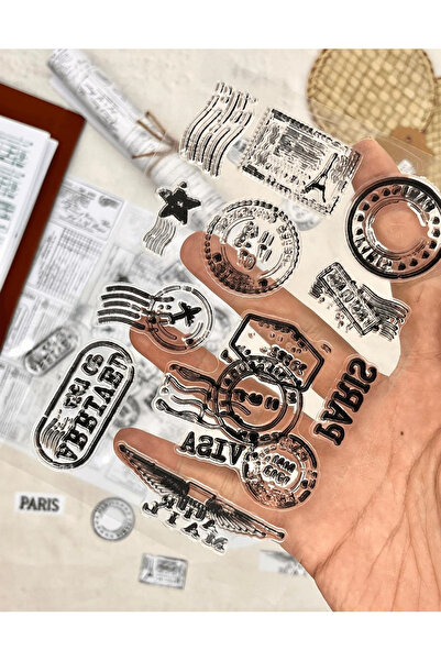 Kağıt Gemi Dükkan Vintage Posta Pulu Desenli Slikon Damga / Mühür / Şeffaf Damga / Kaşe / Stamp / Seal