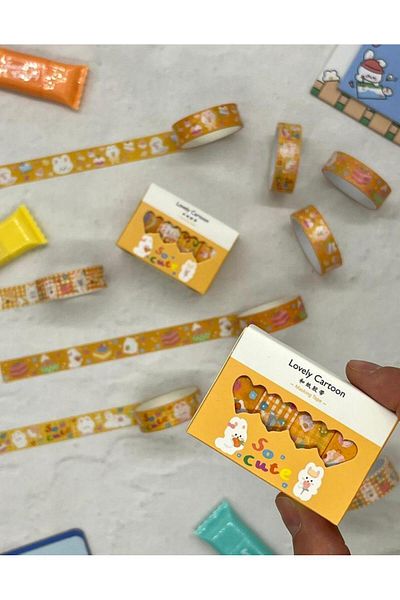 Kağıt Gemi Dükkan Lovely Cartoon Orange 4-Piece Washi Tape Set / Washi Tape / Bullet Journal / Scrapbook