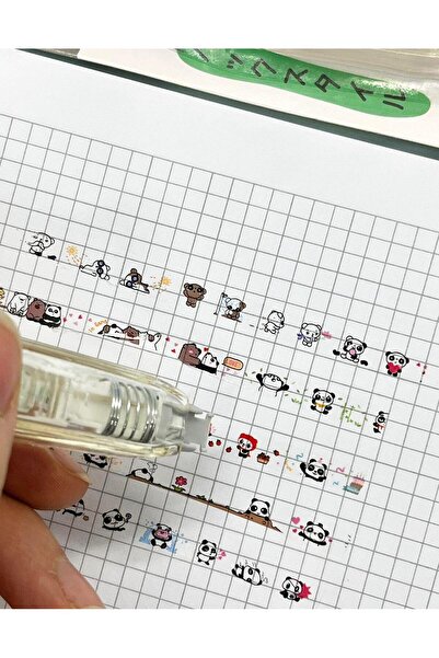 Kağıt Gemi Dükkan Panda Desenli Süsleme Bandı/Tipeks/Tipex/Şerit Daksil/Düzel...