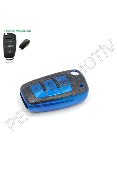 PELİTOTOMOTİV Κάλυμμα θήκης κλειδιού Audi Q3 Q5 Q7 Superluxury Blue