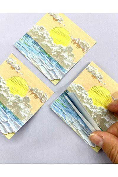 Kağıt Gemi Dükkan Nature Themed Post-it - Oil Painting, Setting Sun