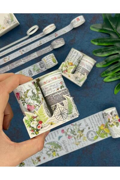 Kağıt Gemi Dükkan Soft Bahar Temalı 6'lı Washi Bant Set(6*2m)/Washi Tape/Masking Tape/Desenli Bant/Bullet Journal