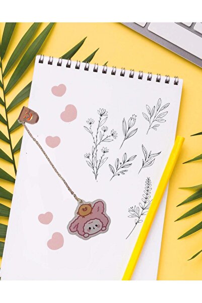 Kağıt Gemi Dükkan Semn de carte cu iepure drăguț cu lanț