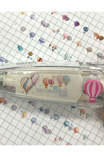 Kağıt Gemi Dükkan Uçan Balon Desenli Süsleme Bandı Tipex / Tipeks / Bullet Journal / Şerit Daksil