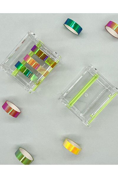 Kağıt Gemi Dükkan Bullet Journal - Transparent Green Washi Tape Cut Stick Tabletop Apparatus