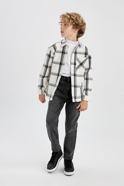 DeFacto Boy Oversize Wide Fit Flannel Long Sleeve Shirt A9399A823Wn