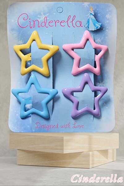 Cinderella Set de 4 catarame cu model stea strălucitoare - 2 culori