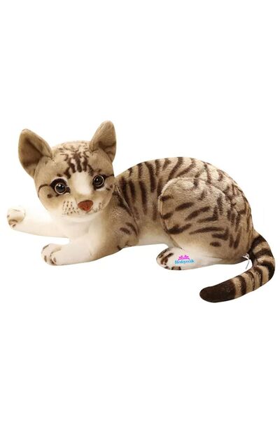 hediyecik 40 Cm Gray Plush Cat Tabby - Real Looking