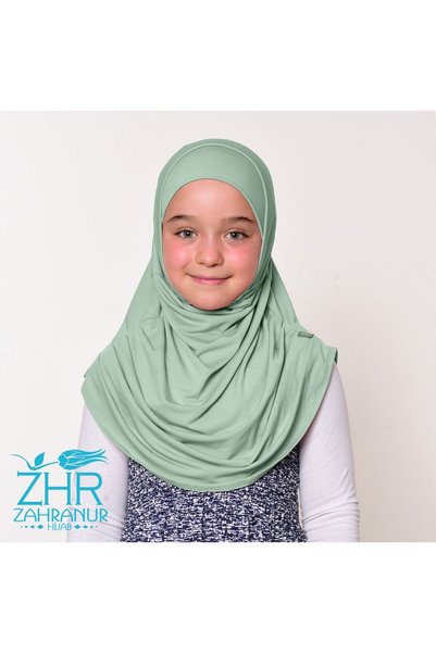 ZAHRANUR HİJAB Children's Practical Shawl/Scarf (2 Pieces Sendy Fabric 6-10 Y...