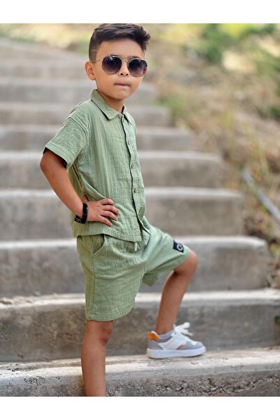 yns coolstar UNISEX MUSLIN 100% PAMUT 2 részes szett - Armbled ing és rövidnadrág