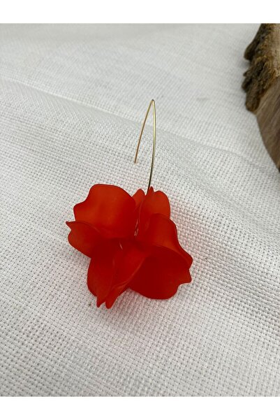 SHE ACCESSORIES Kırmuzı Çiçekli Küpe