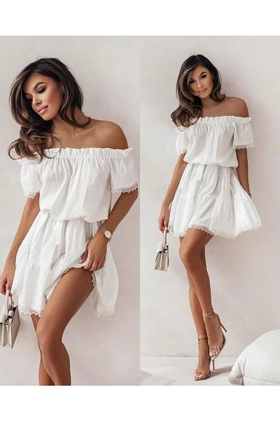 merysare Madonna Collar Lace Detailed Ayrobin Fabric Women's Dress - Colorful