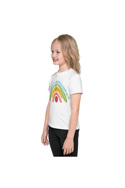 Let's Wear Premium κοριτσίστικο μπλουζάκι με στάμπα Rainbow με γιακά ποδηλάτου