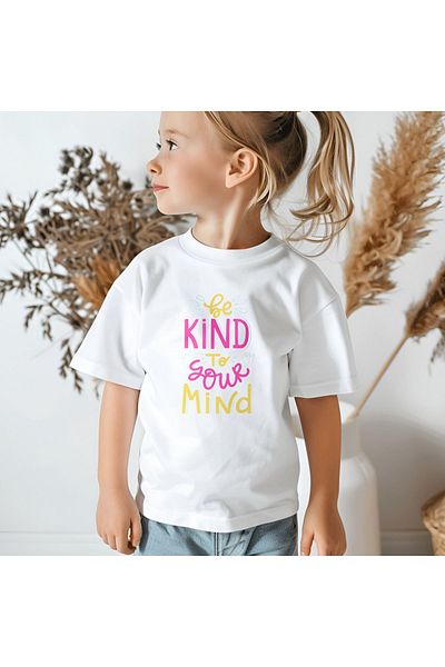 Let's Wear Be Kind To Your Mind Βασικό μπλουζάκι με στάμπα για κορίτσι