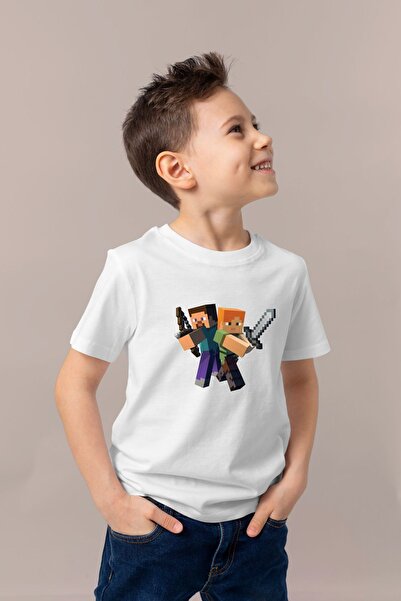 Let's Wear Minecraft Karakter Baskılı Çocuk Basic T-shirt