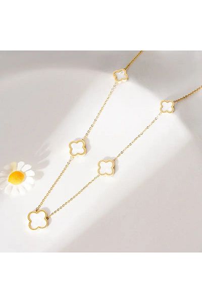 taşcı takı aksesuar 5 Leaf Steel Clover Necklace