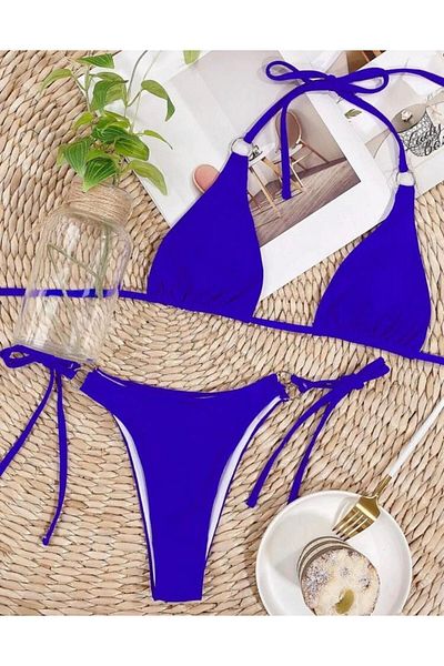 DEEP BEACH Rope and Ring Detailed Bikini Set