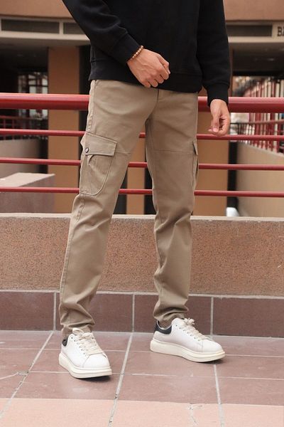 inpool Men's Gabardine Cargo Pants - 21ınp207