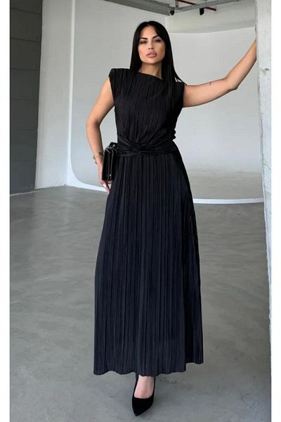 mor butik Rochie neagră căptușită Crinkle fly77