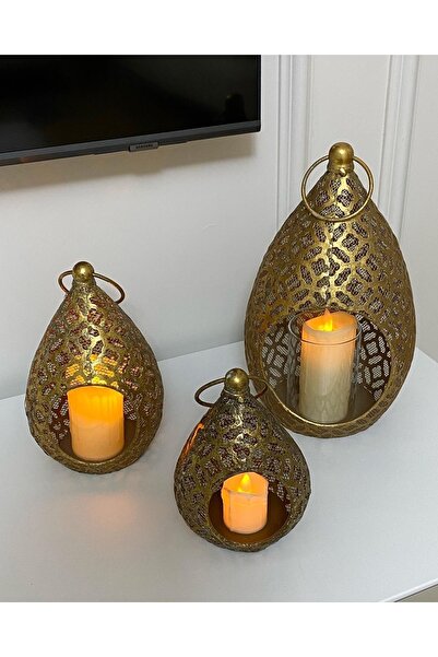 THE LİNSE DEKORATİF ÜÇLÜ TAKIM MUMLUK