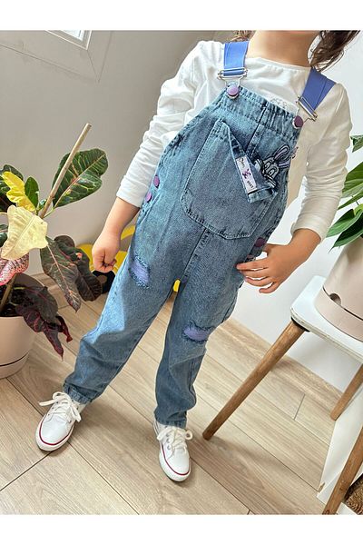 VOSVOSBABY Salopetă din denim cu detalii iepure violet