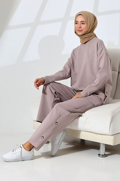 Mihran Butik Dried Rose Women's Hijab Set - Combed Cotton, Seasonal, Sports and Comfortable