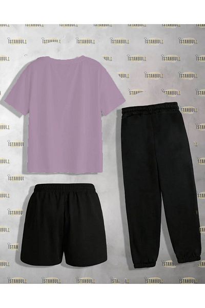 aynewmoda Astronaut Patterned T-shirt and Shorts Tracksuit Set