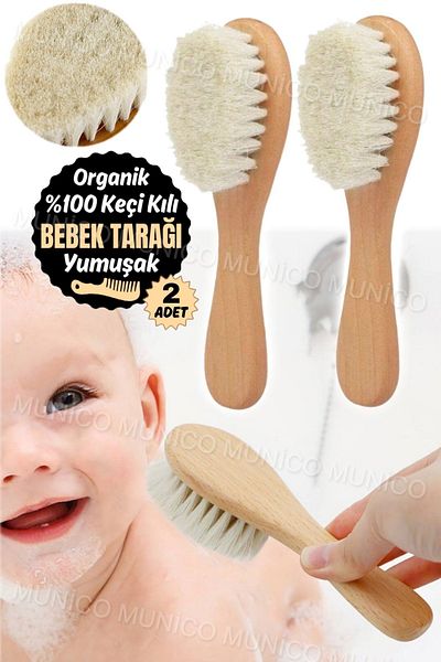 Munico 2Pcs Soft Wool Baby Brush Gentle Cleaning Your Baby's Scalp Baby Bath Brush