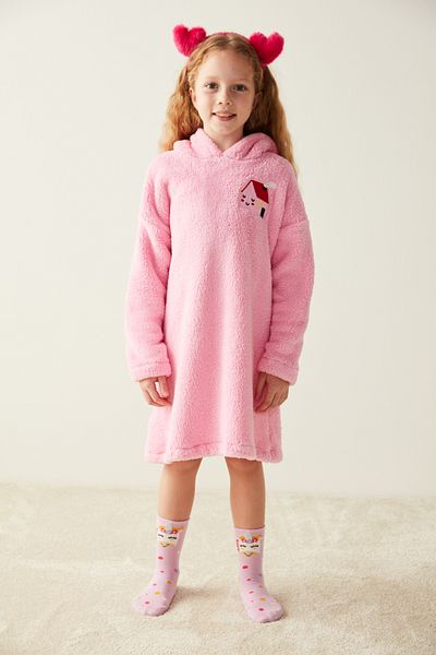 Penti Pink Girl's Home Patterned Sweatshirt