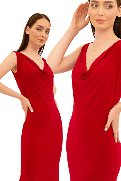 Laranor Red Degaje Collar Turtle Dress