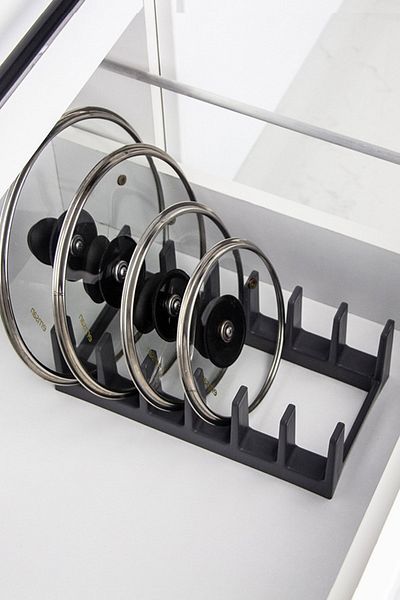 KuzenHome Anthracite Quality Pot LiD Organizer - 6 Compartment Organizer